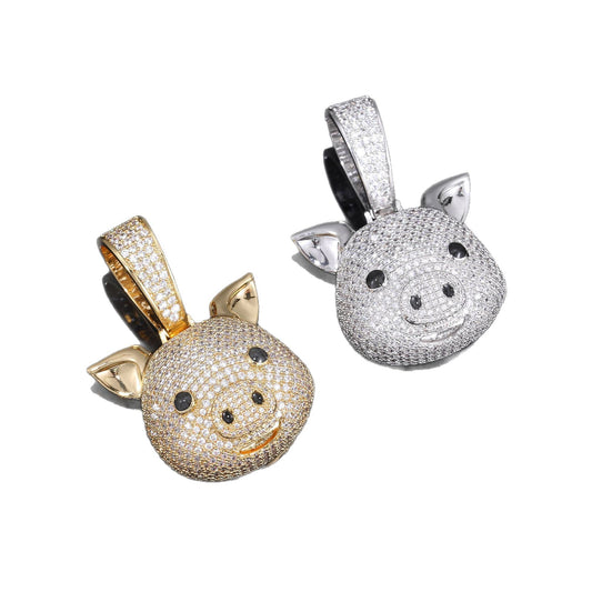 Iced Out Pig Pendant Necklace for Women and Men, Micro Pave Cubic Zirconia Hip Hop Chain alternate product image