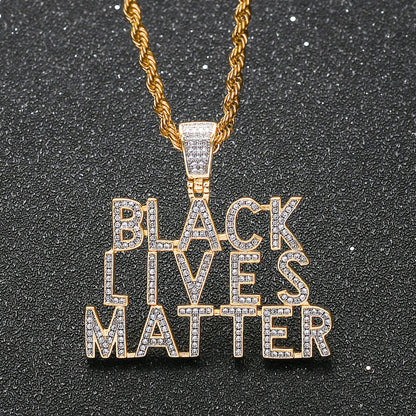 Hip Hop Letter Cubic Zirconia Pendant Necklace for Men and Women