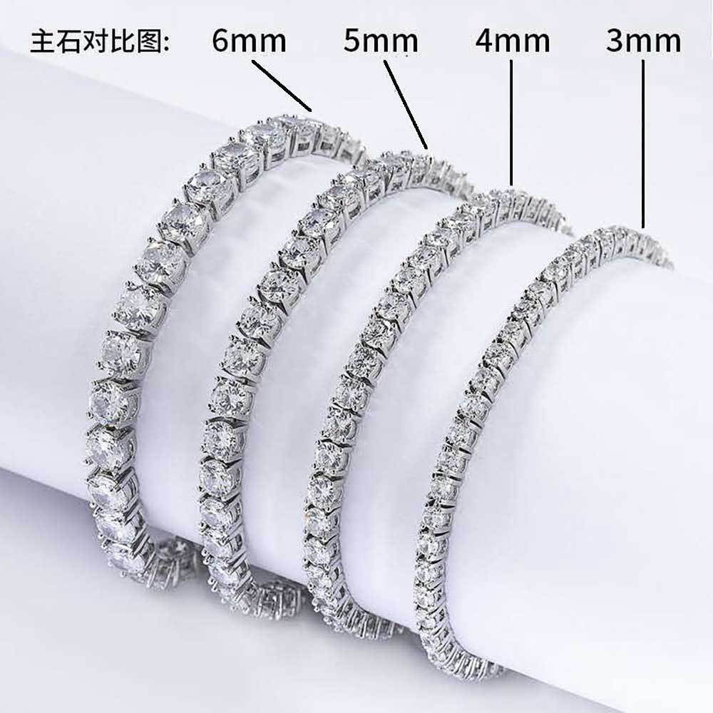 Unisex Iced Out Tennis Bracelet with Cubic Zirconia, Geometric Round Link Chain Bracelet for Women and Men product image