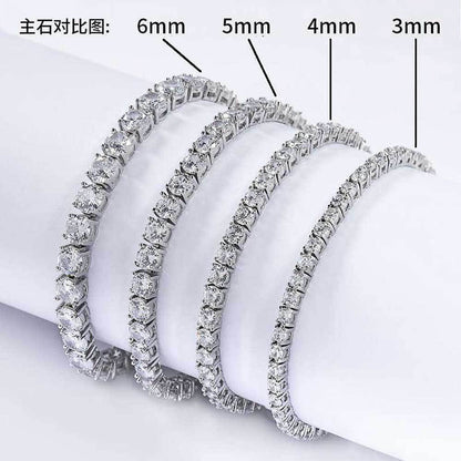Unisex Iced Out Tennis Bracelet with Cubic Zirconia, Geometric Round Link Chain Bracelet for Women and Men