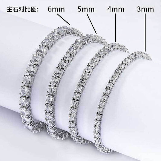 Unisex Iced Out Tennis Bracelet with Cubic Zirconia, Geometric Round Link Chain Bracelet for Women and Men alternate product image