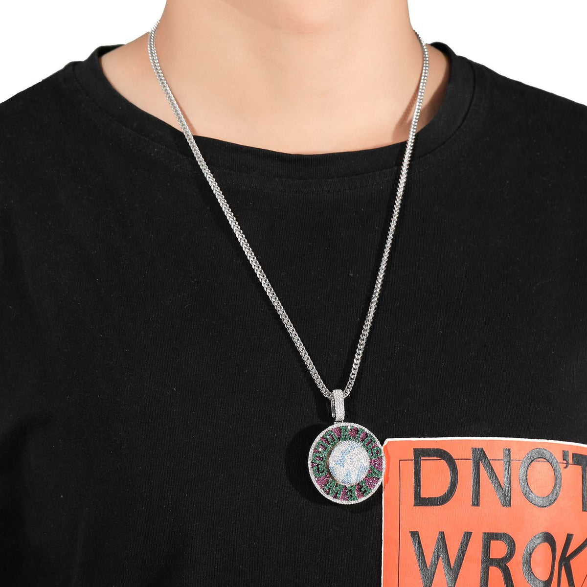 Hip Hop Round Copper Pendant Necklace for Men and Women product image