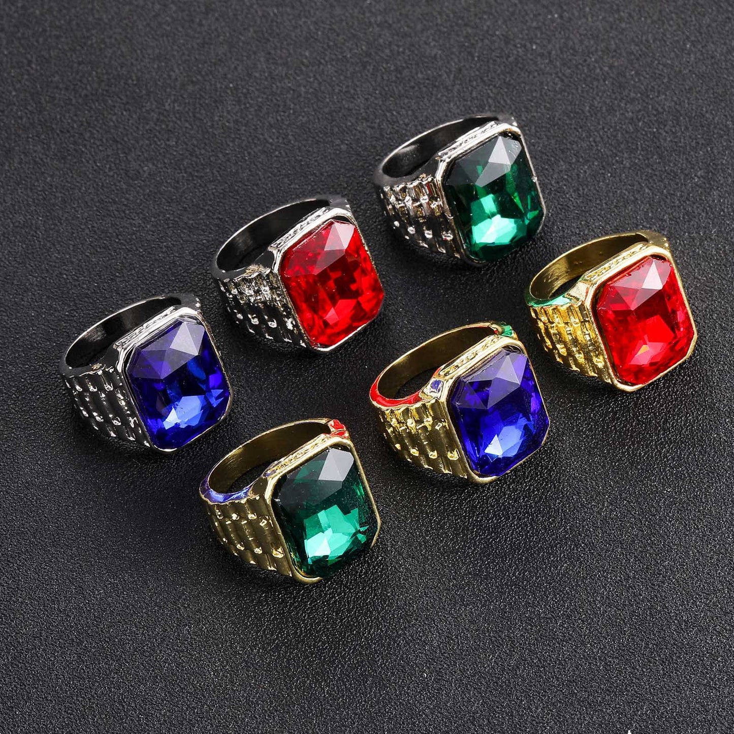 Hip Hop Vintage Square Cubic Zirconia Ring for Men