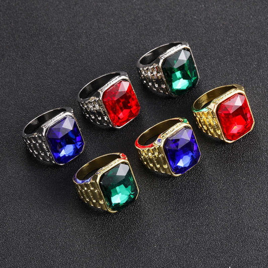 Hip Hop Vintage Square Cubic Zirconia Ring for Men