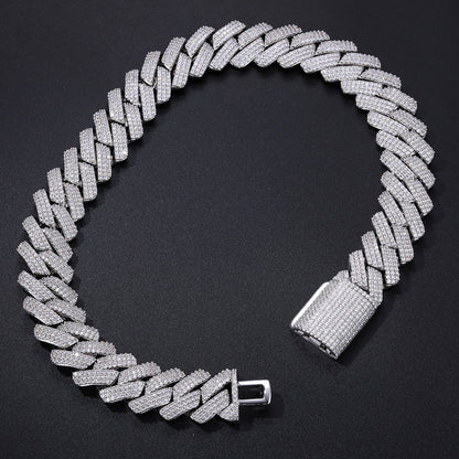 Iced Out 25mm Cuban Link Chain Necklace or Bracelet with 5A Cubic Zirconia for Men and Women