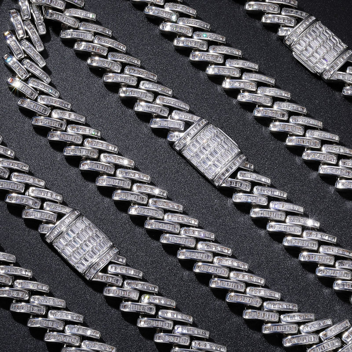 Geometric Zircon Cuban Link Chain Necklace and Bracelet product image