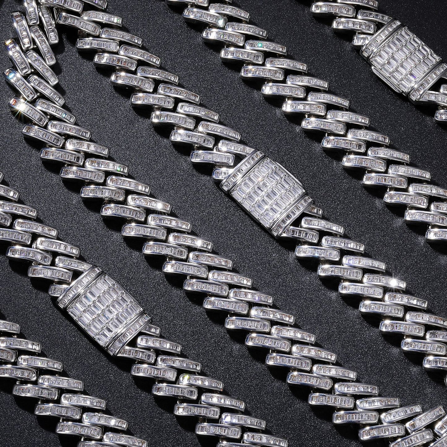 Geometric Zircon Cuban Link Chain Necklace and Bracelet product image