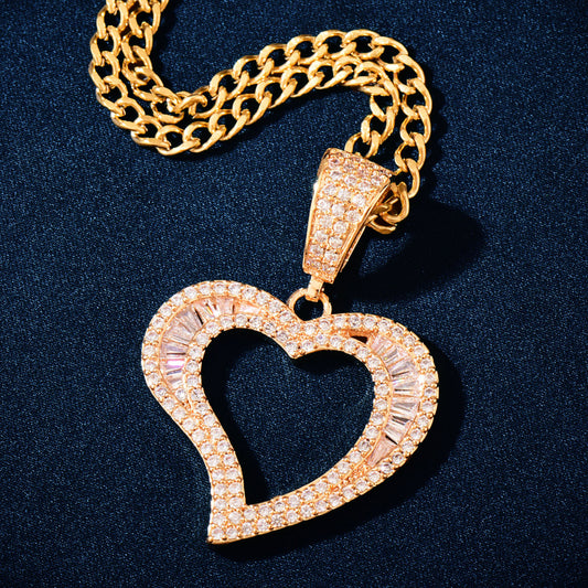 Iced Out Heart Pendant Necklace