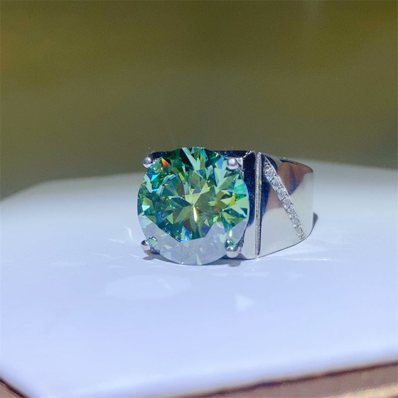 Men’s Green Moissanite Ring U-Shape Statement Ring 5 Carat 10 Carat product image