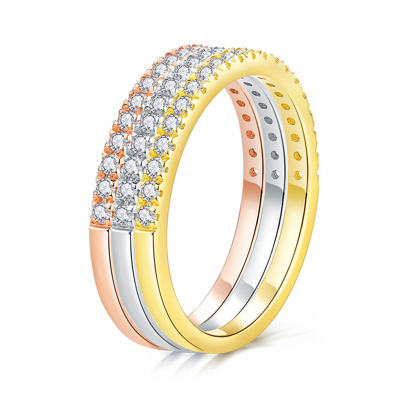 Moissanite Stackable Eternity Ring for Women, S925 Silver 18K Gold Color Band product image