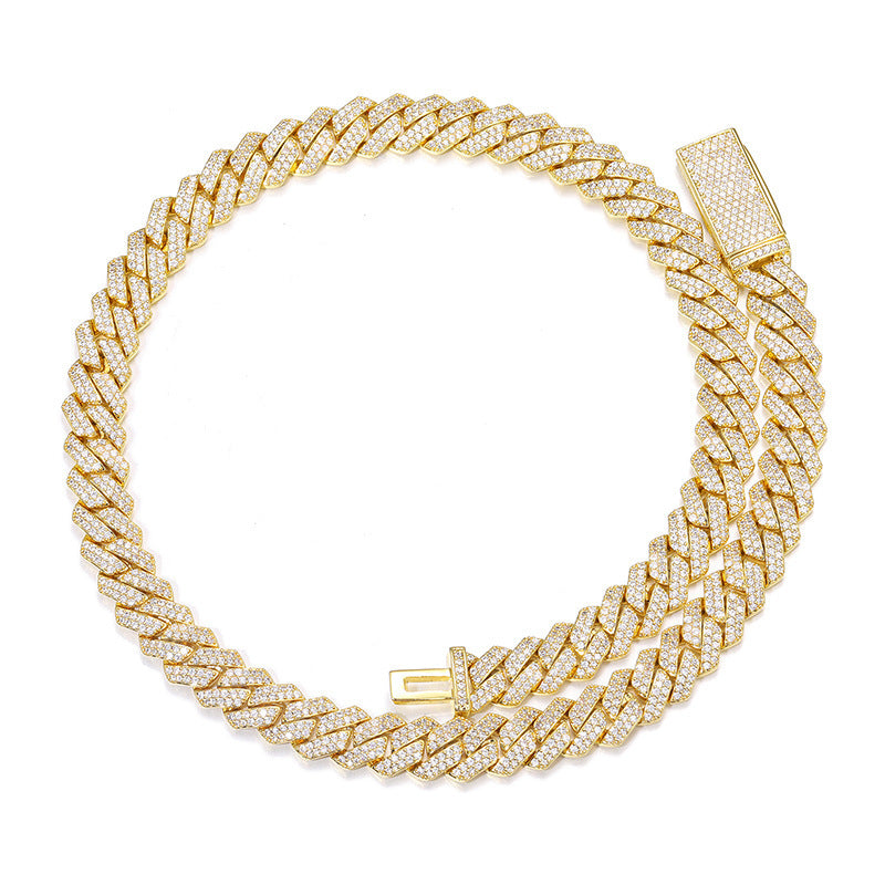 Unisex Iced Out Cuban Link Chain Necklace Bracelet Set in Cubic Zirconia product image