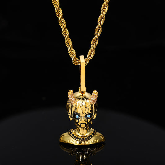 Cyber Devil Boy Pendant Necklace for Men and Women, Hip Hop Cartoon Copper Chain with Cubic Zirconia alternate product image