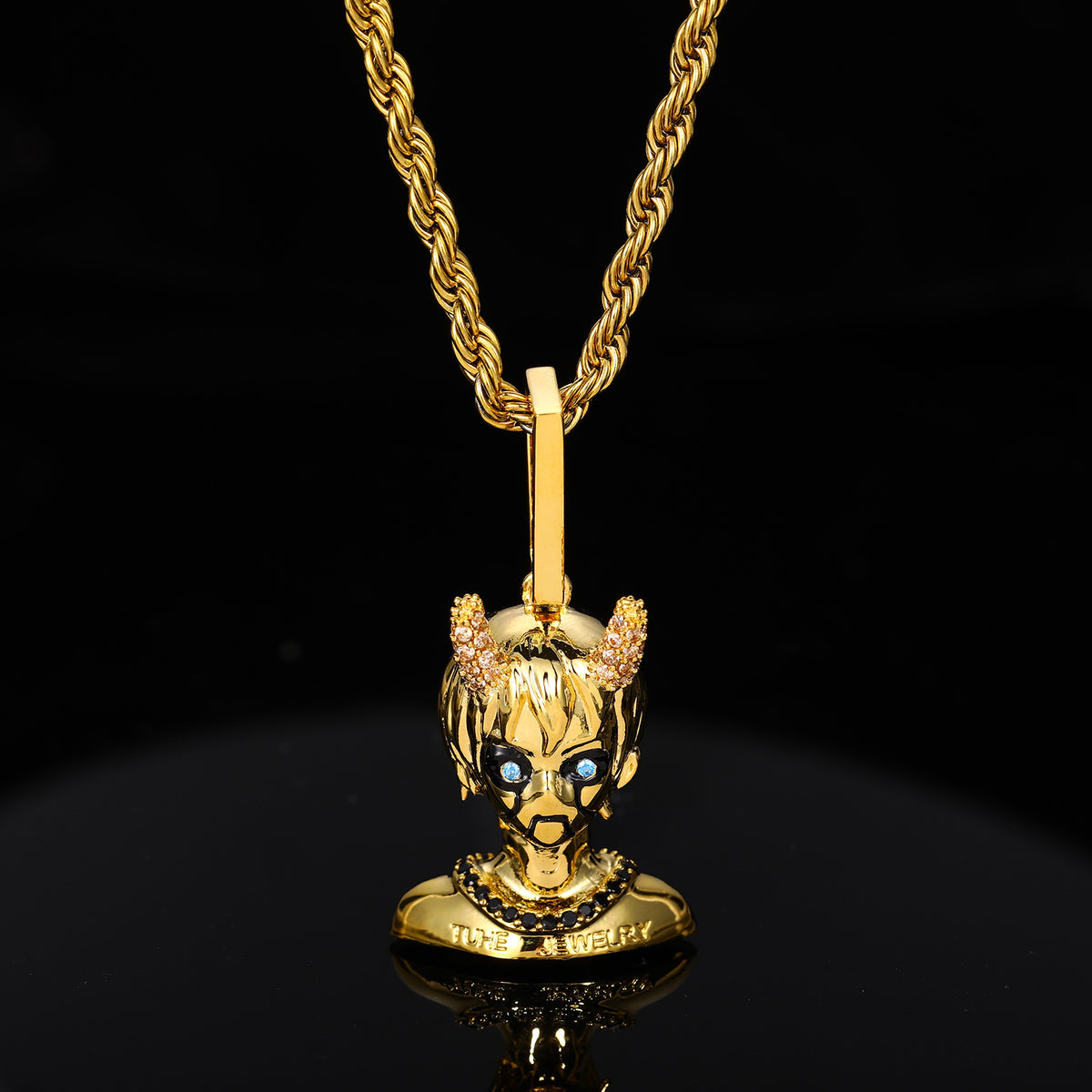 Cyber Devil Boy Pendant Necklace for Men and Women, Hip Hop Cartoon Copper Chain with Cubic Zirconia product image