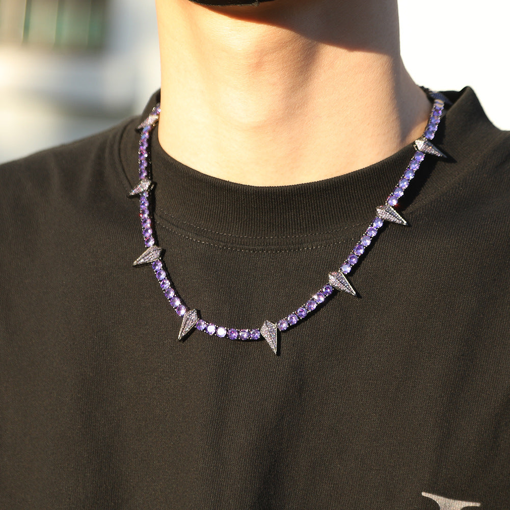 Unisex Black Cubic Zirconia Arrow Chain Necklace Hip Hop Statement Pendant Chain product image