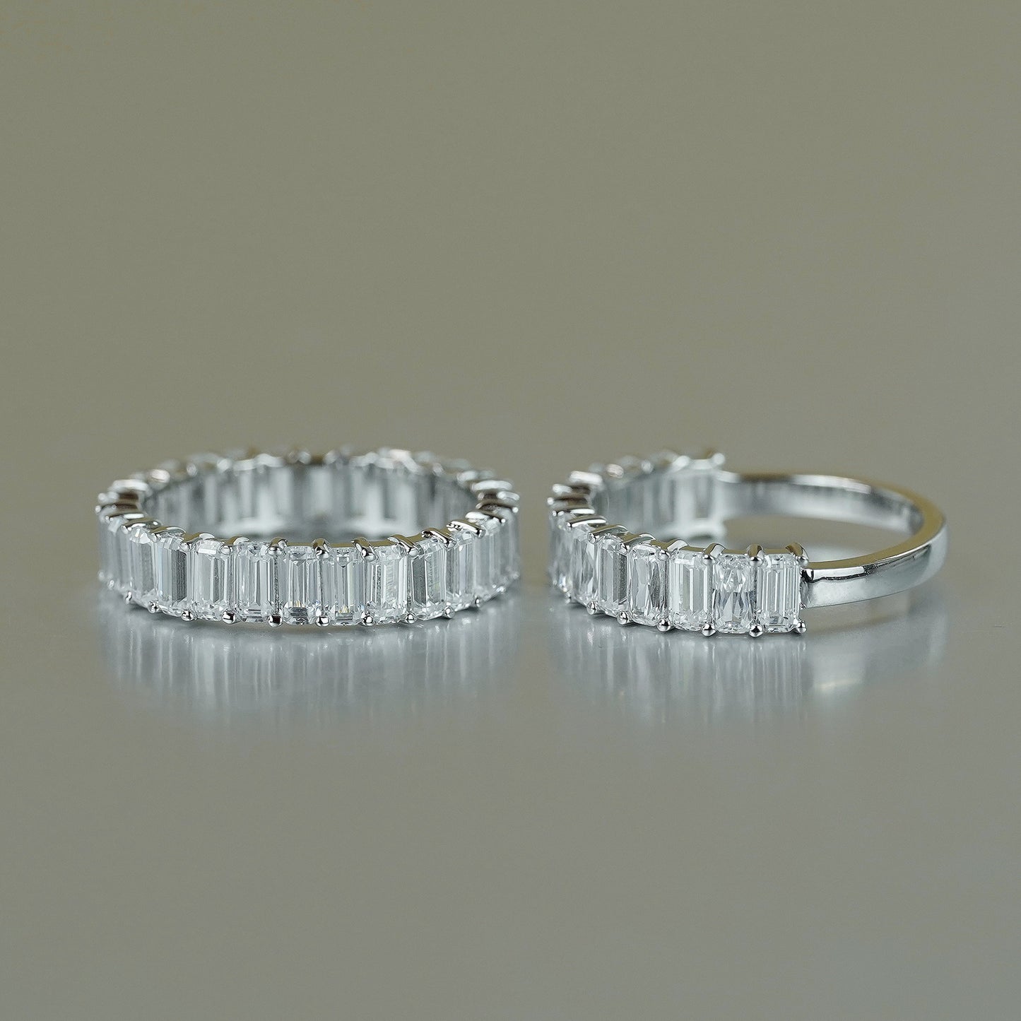 Moissanite Eternity Ring, Emerald-Cut Full Band Wedding Ring for Women product image