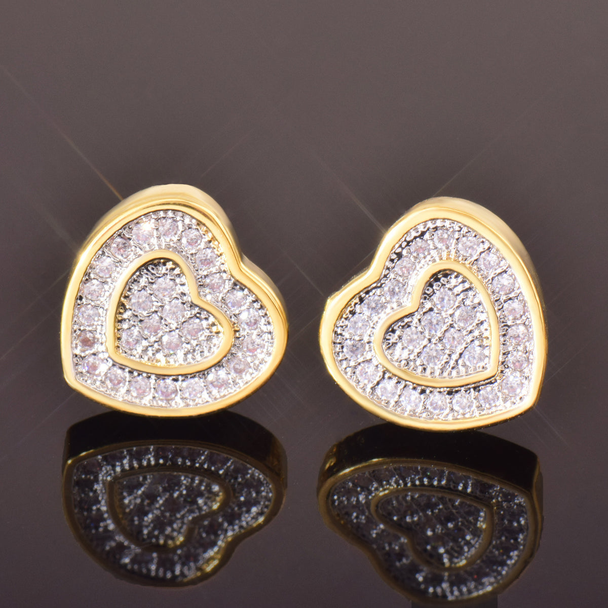 Unisex Iced Heart Stud Earrings Gift product image