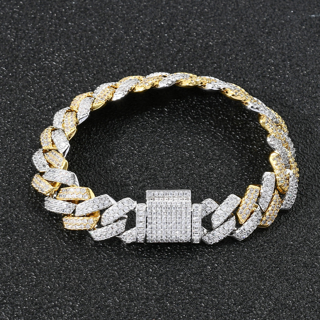 Hip Hop Minimalist Diamond Shape Cuban Link Cubic Zirconia Bracelet for Men
