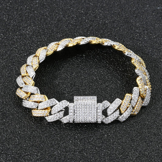 Hip Hop Minimalist Diamond Shape Cuban Link Cubic Zirconia Bracelet for Men