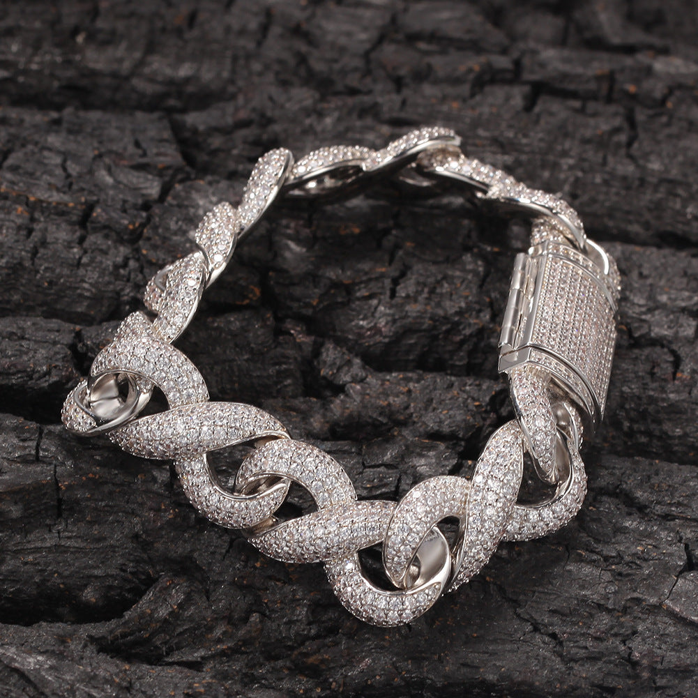 Iced Cuban Link Bracelet for Women & Men - Gold Plated or Silver Plated Line Design Statement Chain Bracelet