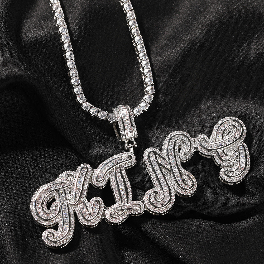 Personalized Iced Letter Pendant Necklace for Women - Custom 2 to 6 Letter Name Chain in Gold or Silver Tone