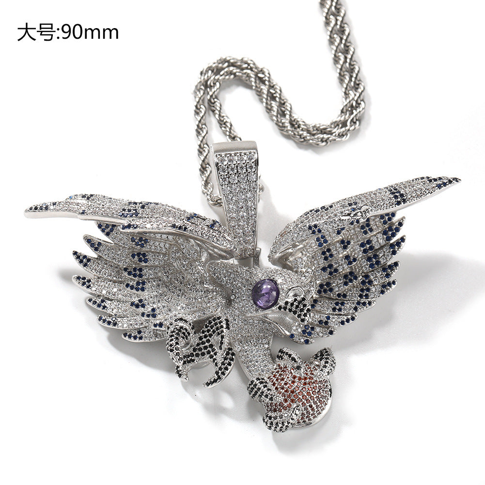 Iced Eagle Pendant Necklace for Men & Women with Cubic Zirconia Hip Hop Statement Chain