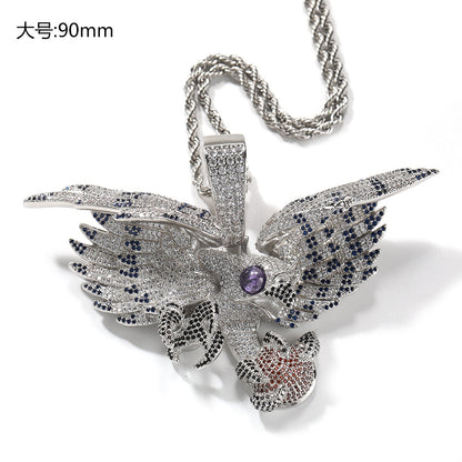 Iced Eagle Pendant Necklace for Men & Women with Cubic Zirconia Hip Hop Statement Chain