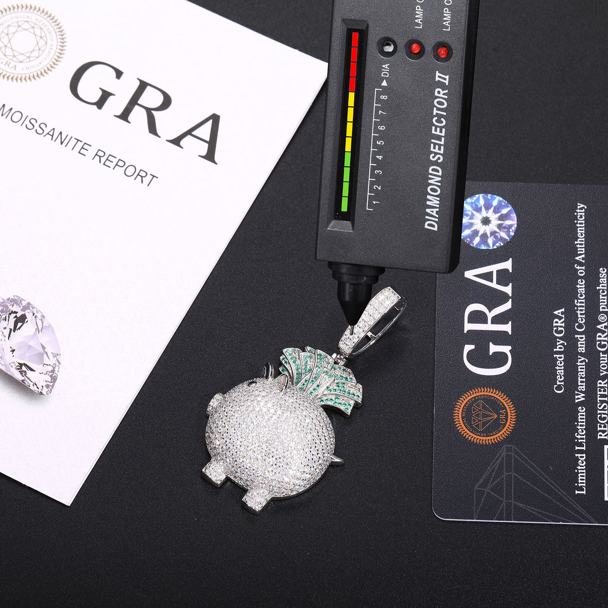925 Silver Moissanite Iced Out Pig Money Pendant Necklace product image