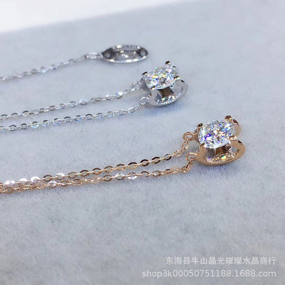 Moissanite Pendant Necklace Round Solitaire Chain Necklace 1 Carat 1.5 Carat 2 Carat