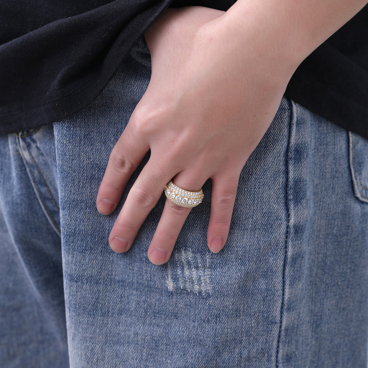 Pavé Cubic Zirconia Wide Band Ring for Men and Women, Unisex Chunky Ring, Two Color Options, Sizes 7-11 product image
