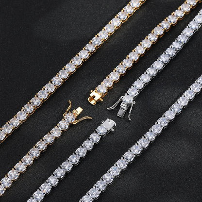 6mm Iced Out Tennis Chain Bracelet & Necklace, Unisex Cubic Zirconia Statement Chain
