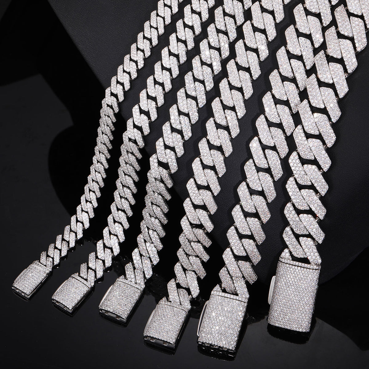 Iced Out Cuban Link Chain Bracelet and Necklace, Zircon Hip Hop Jewelry product image