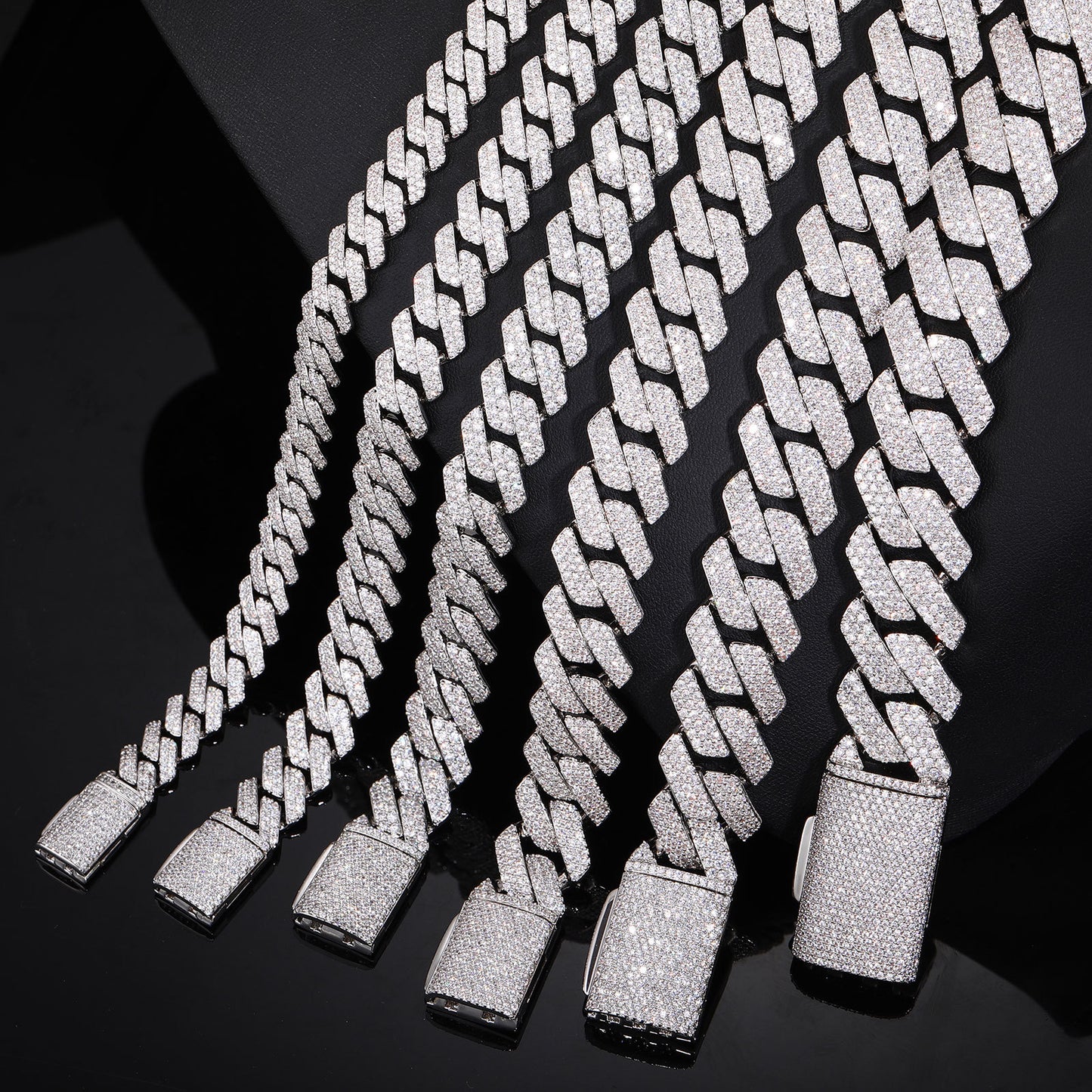 Iced Out Cuban Link Chain Bracelet and Necklace, Zircon Hip Hop Jewelry product image