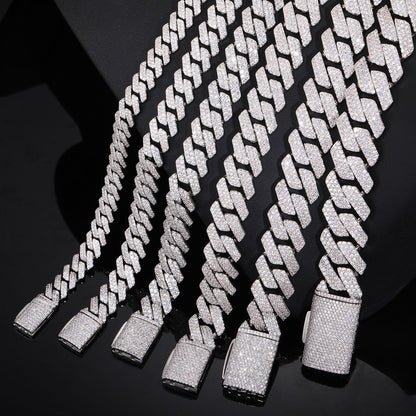 Iced Out Cuban Link Chain Bracelet and Necklace, Zircon Hip Hop Jewelry