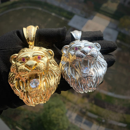 Bold Lion Head Hip Hop Pendant Necklace for Men Unisex