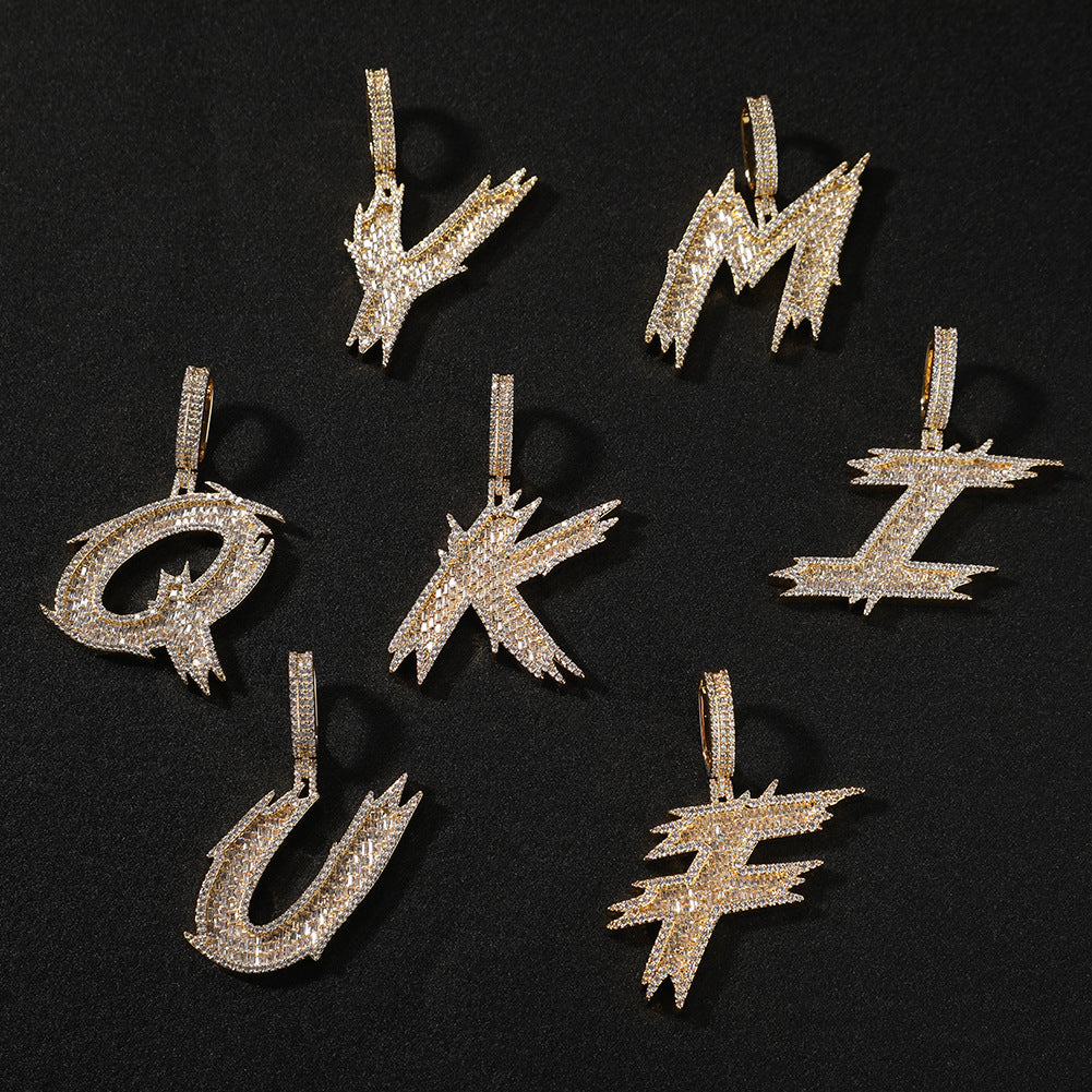 Iced Out Letter R Pendant Necklace for Women – Gold Plated or Silver Plated Cubic Zirconia Initial Chain, 24 Inch Hip Hop Statement Jewelry