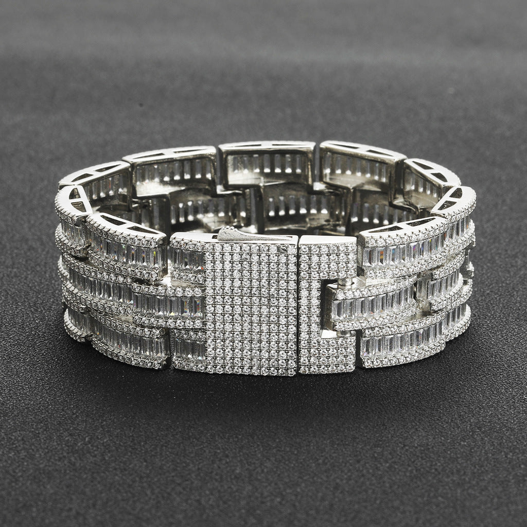 Hip Hop Cuban Link Cubic Zirconia Bracelet for Men and Women