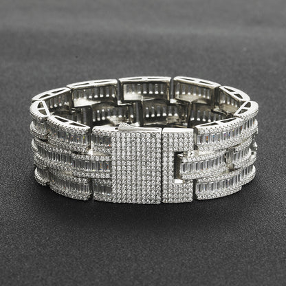 Hip Hop Cuban Link Cubic Zirconia Bracelet for Men and Women