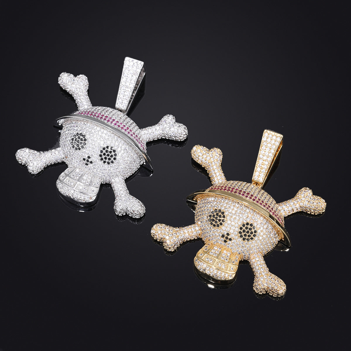 Hip Hop Skull Pendant Necklace with Zircon Rope Chain product image