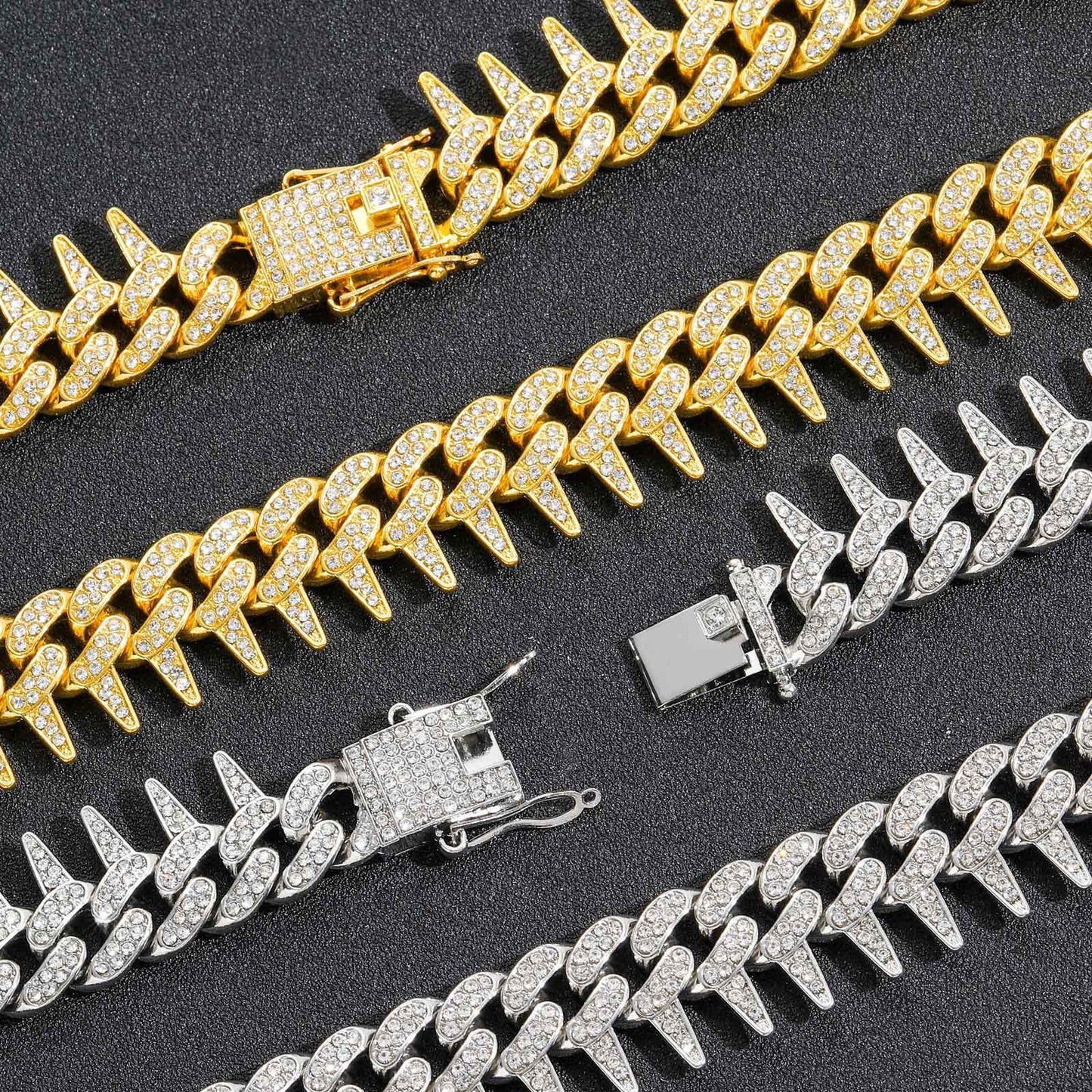 Hip Hop Cuban Link Thorn Alloy Necklace for Men