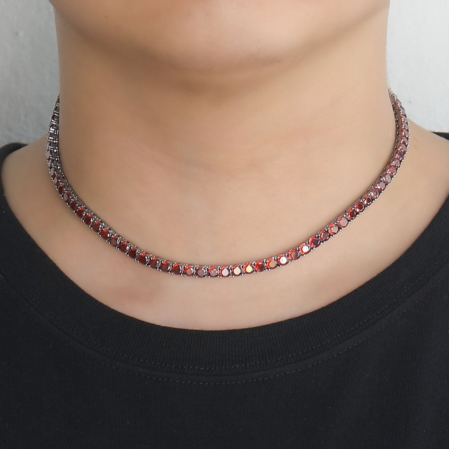 Hip Hop Light Luxury Tennis Chain Cubic Zirconia Necklace for Men