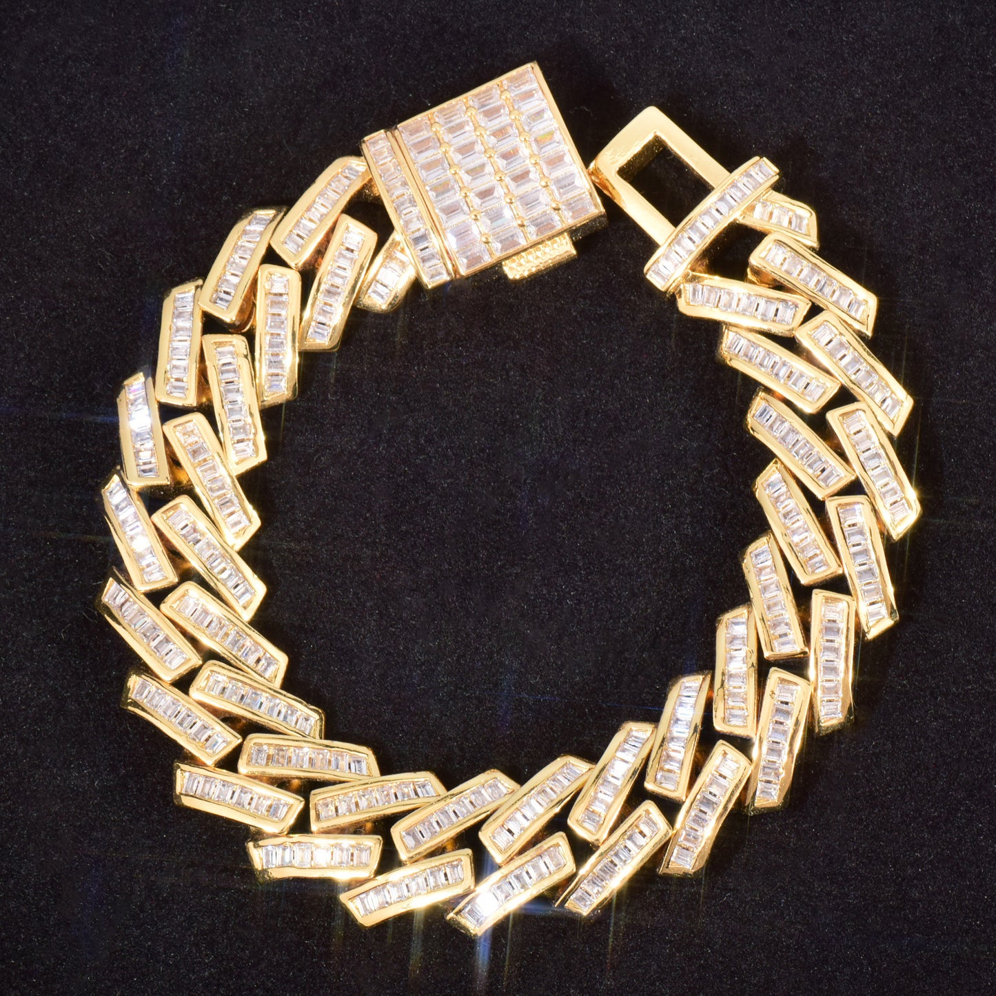 Unisex Iced Rectangle Link Statement Necklace