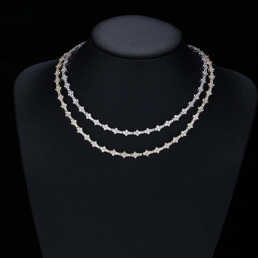 Moissanite Tennis Chain Bracelet/Necklace, 925 Silver Geometric Unisex Jewelry