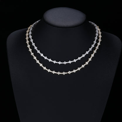 Moissanite Tennis Chain Bracelet/Necklace, 925 Silver Geometric Unisex Jewelry