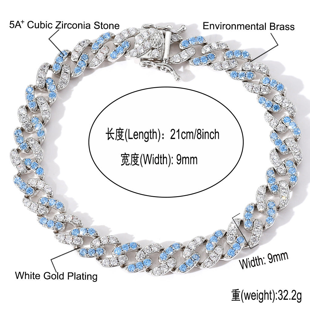 Hip Hop Cuban Link Cubic Zirconia Bracelet for Men and Women