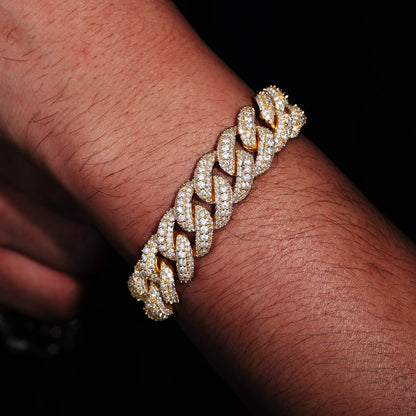 Cubic Zirconia Cuban Link Bracelet, Iced Hip Hop Bracelet for Men and Women