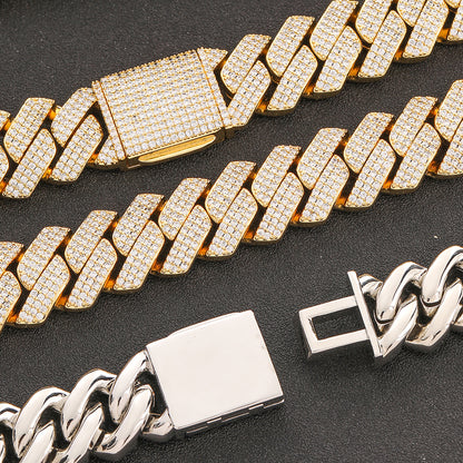20 mm Diamond-Shaped Iced Cuban Copper Bracelet with Cubic Zirconia - CHA198