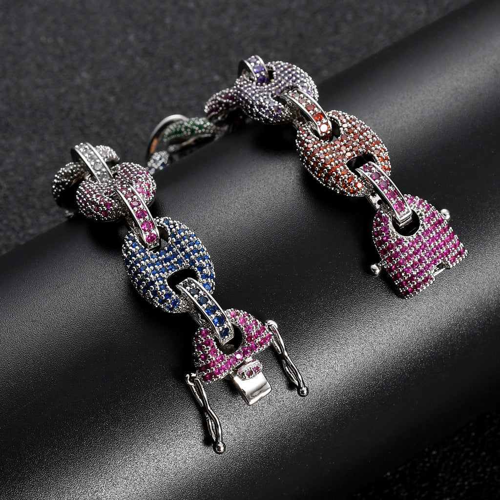 Hip Hop Cuban Link Cubic Zirconia Bracelet for Men