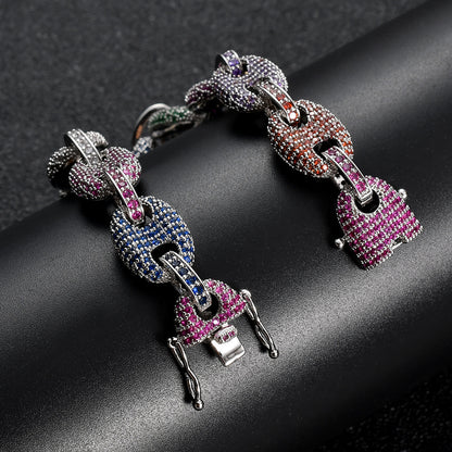 Hip Hop Cuban Link Cubic Zirconia Bracelet for Men