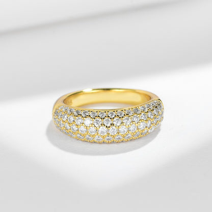 Moissanite Pavé Band Ring for Women, 18K Gold Plated Full Sparkle Ring