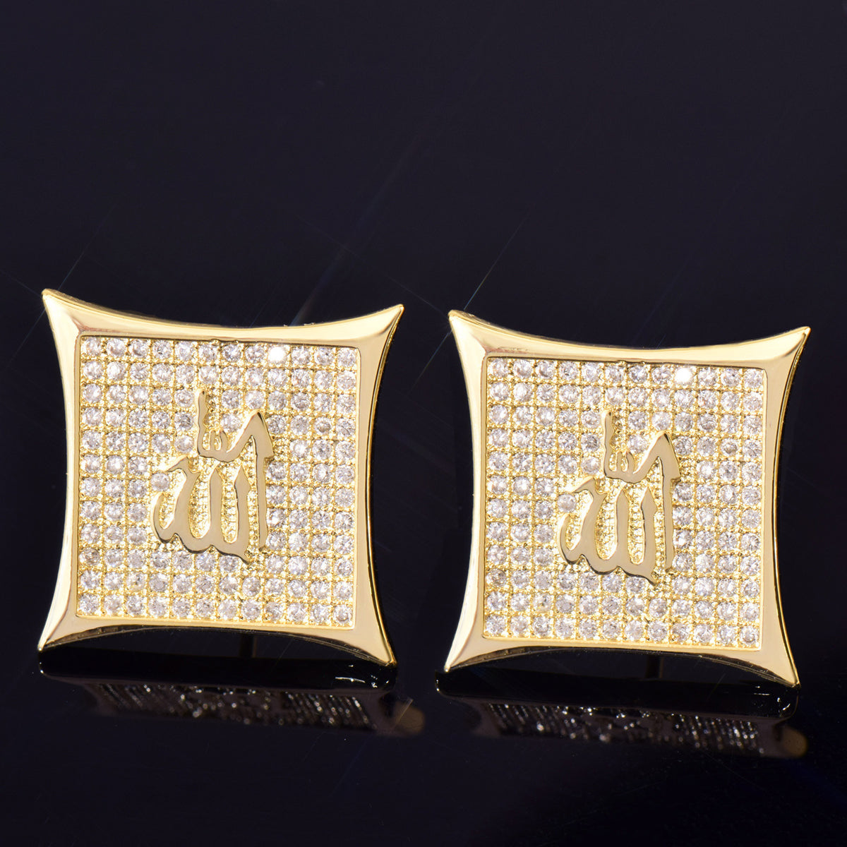 Unisex Square Script Hip Hop Stud Earrings product image